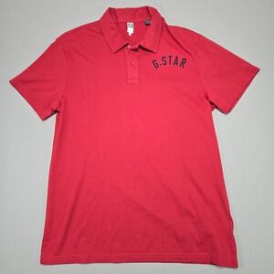 G Star Raw Red Polo Shirt‎ Short Sleeve Logo Sustainable Casual Mens XL